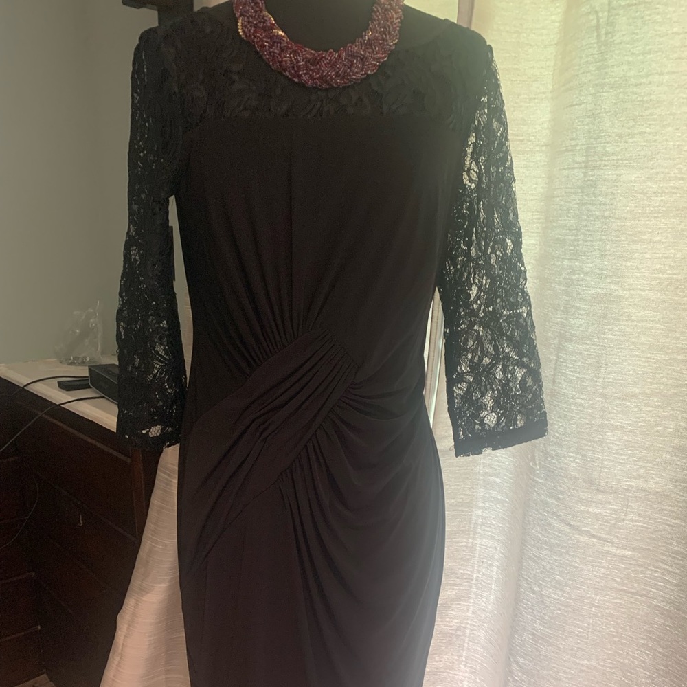 Black Dress with Lace Details- Size 8